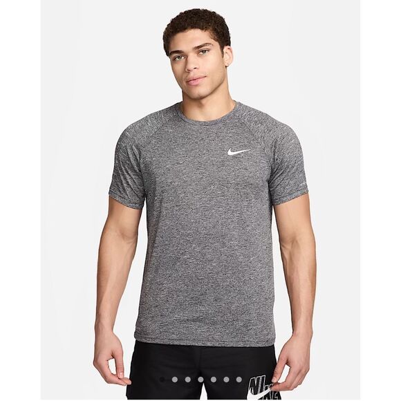 Nike Men’s Heathered Short-Sleeve Hydrogaurd Swim Shirt Size M - Picture 1 of 8